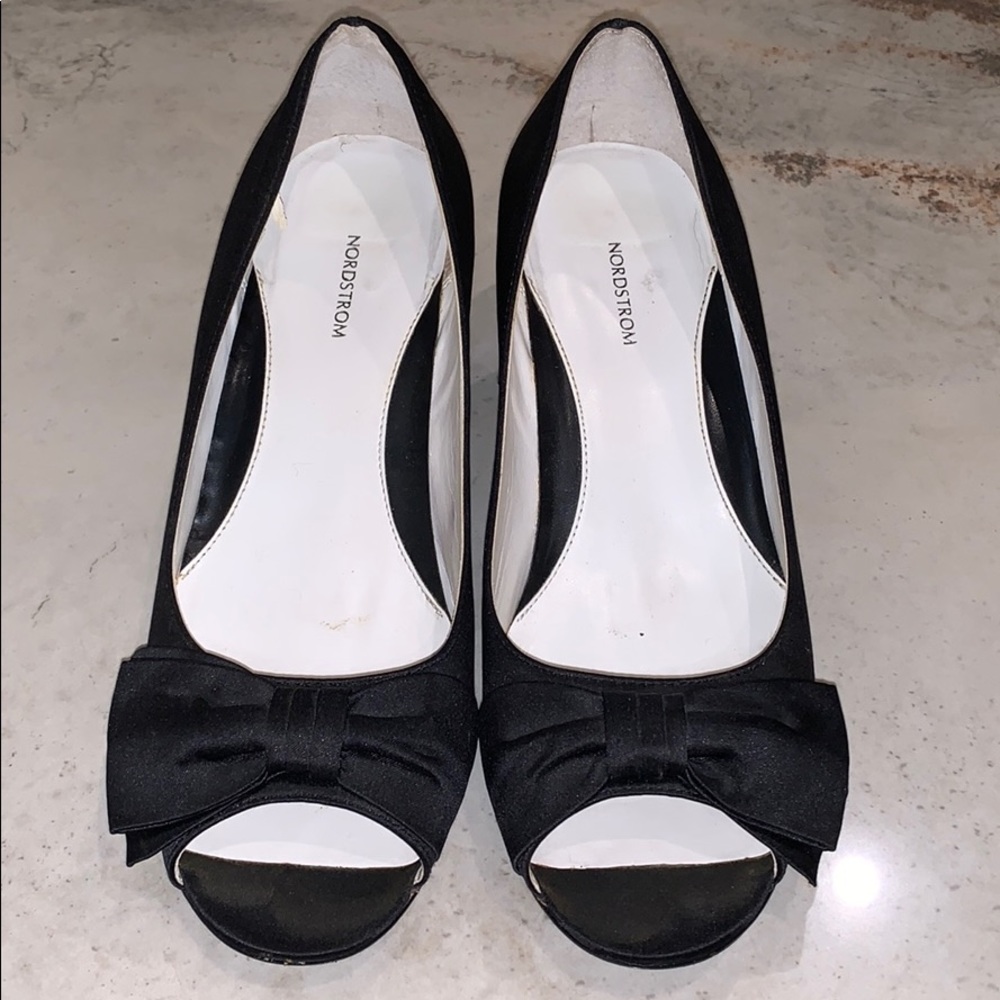Nordstrom Black Bowed Wedges